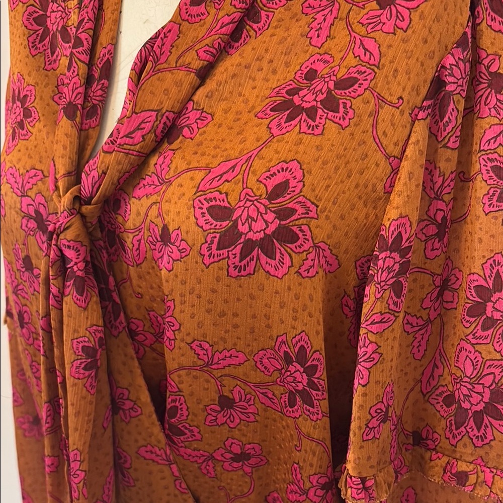 Jessica Simpson Floral Blouse in Fuchsia and Rust